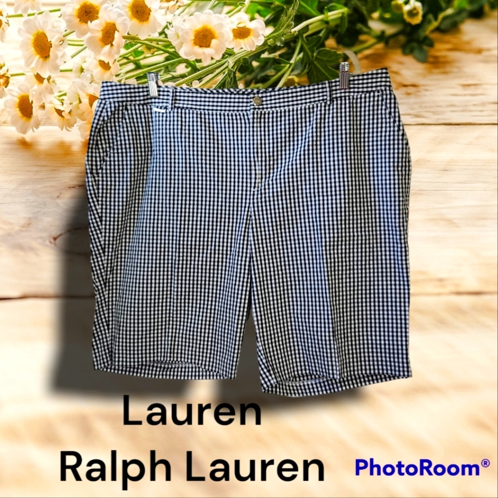 Lauren active Ralph Lauren black buffalo check plaid women's shorts size…